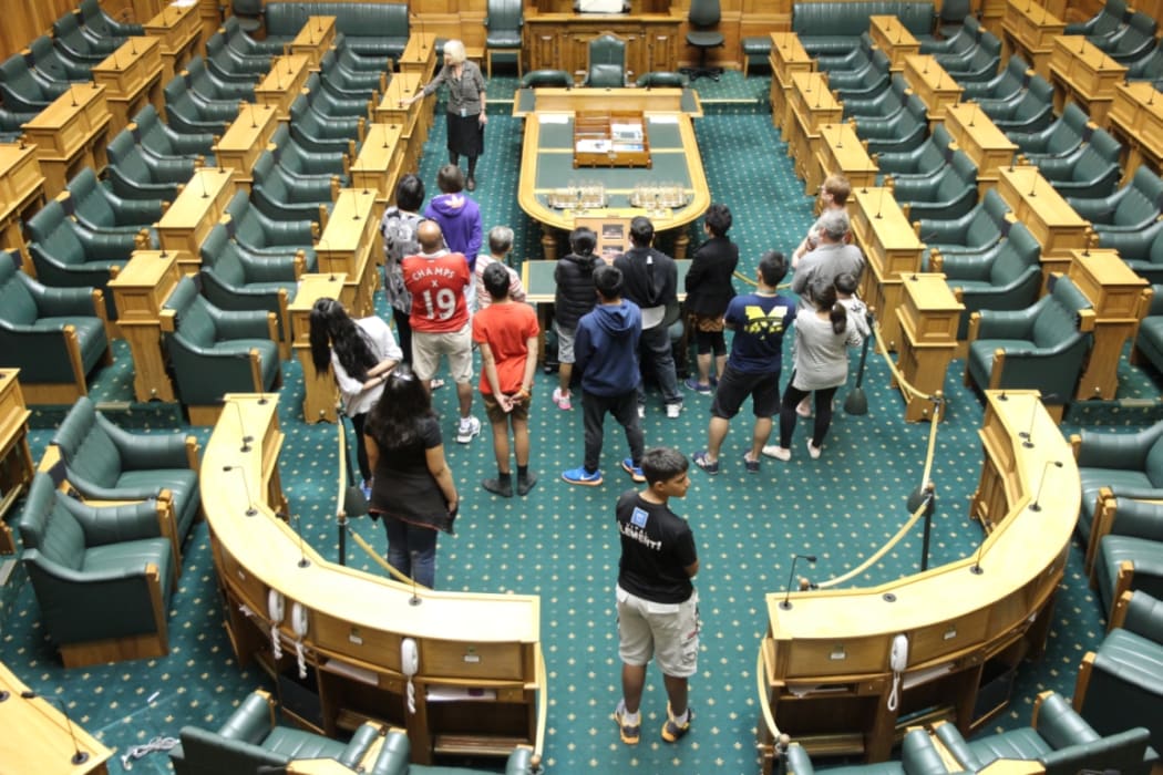 Parliament guide Diana Clear shows tourists around at one of the busiest times if year