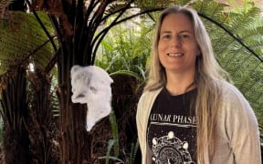 Dr Ang McGaughran with the cobweb used for eDNA