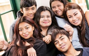 Mabel Pe with her five children, Marian (17), Samuel (14), Richelle (12), Daniel (21), Michelle (25).