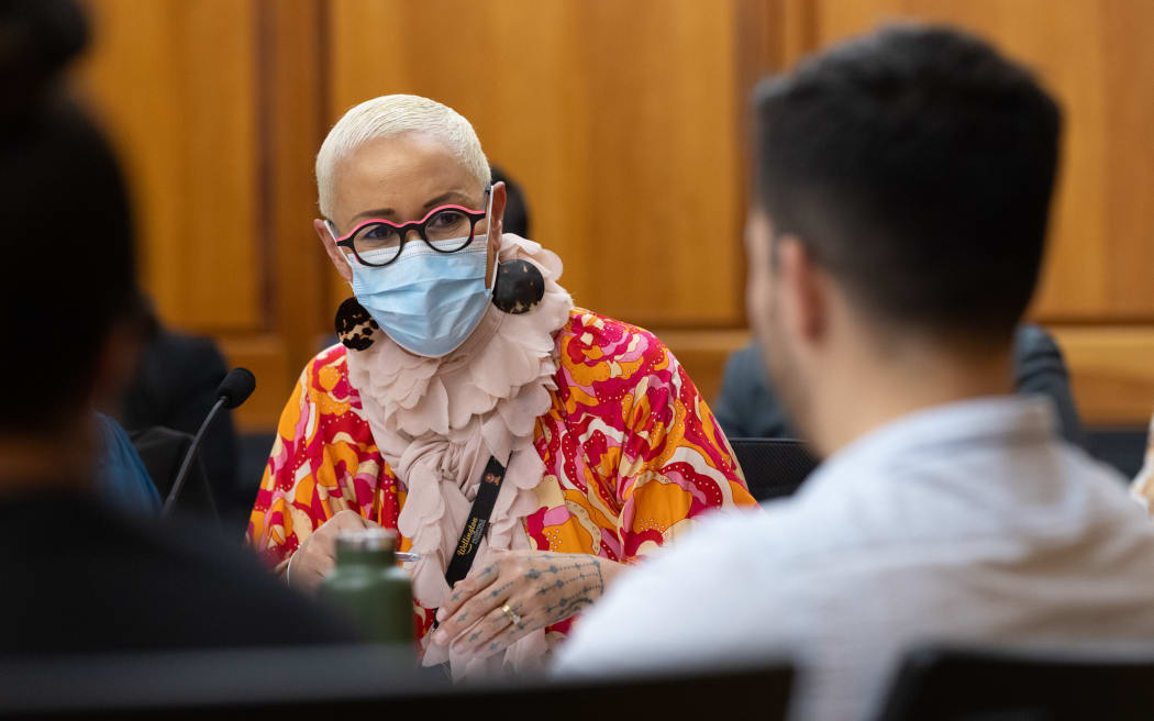 Secretary for Pacific Peoples Gerardine Clifford-Lidstone answers questions before a Select Committees for the 2023 Estimates Hearings.