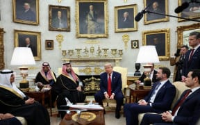 President Donald Trump speaks during a meeting with Saudi Crown Prince and Prime Minister Mohammed bin Salman in the Oval Office at the White House on Tuesday, November 18.
