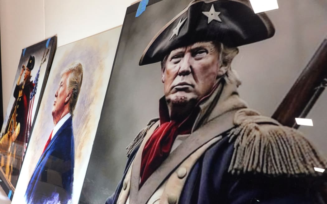 NOVI, MICHIGAN - JUNE 25: Merchandise is offered for sale to guests during the Oakland County Republican Party Lincoln Day Dinner on June 25, 2023 in Novi, Michigan. Former President Donald Trump is scheduled to speak at the dinner.   Scott Olson/Getty Images/AFP (Photo by SCOTT OLSON / GETTY IMAGES NORTH AMERICA / Getty Images via AFP)