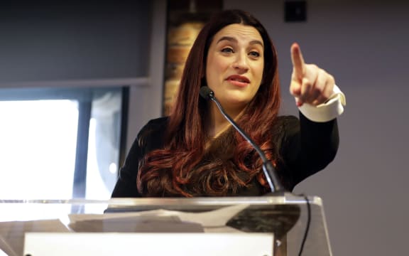 Luciana Berger speaks during a press conference to announce the new political party, The Independent Group, in London, Monday, Feb. 18, 2019. Seven British Members of Parliament quit Labour.