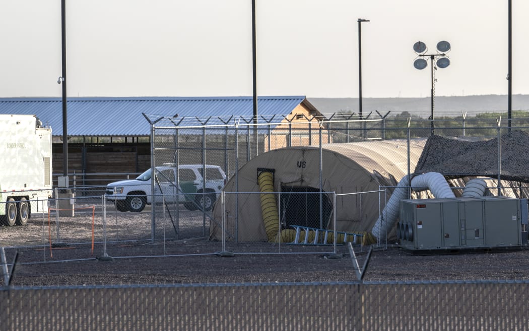 A temporary facility set up to hold immigrants is pictured at a US Border Patrol Station in Clint, Texas, on June 21, 2019.