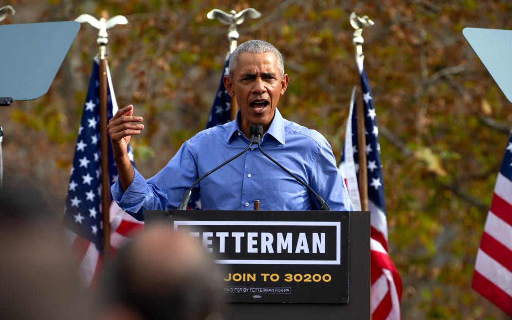 Former US President Barack Obama speaks at a rally in support of Democratic US Senate candidate John Fetterman in Pittsburgh, Pennsylvania, on 5 November, 2022.