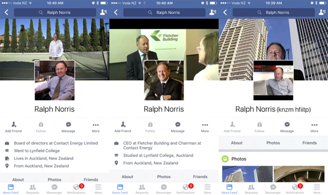 An image released by police in their warning of fake Facebook profiles
