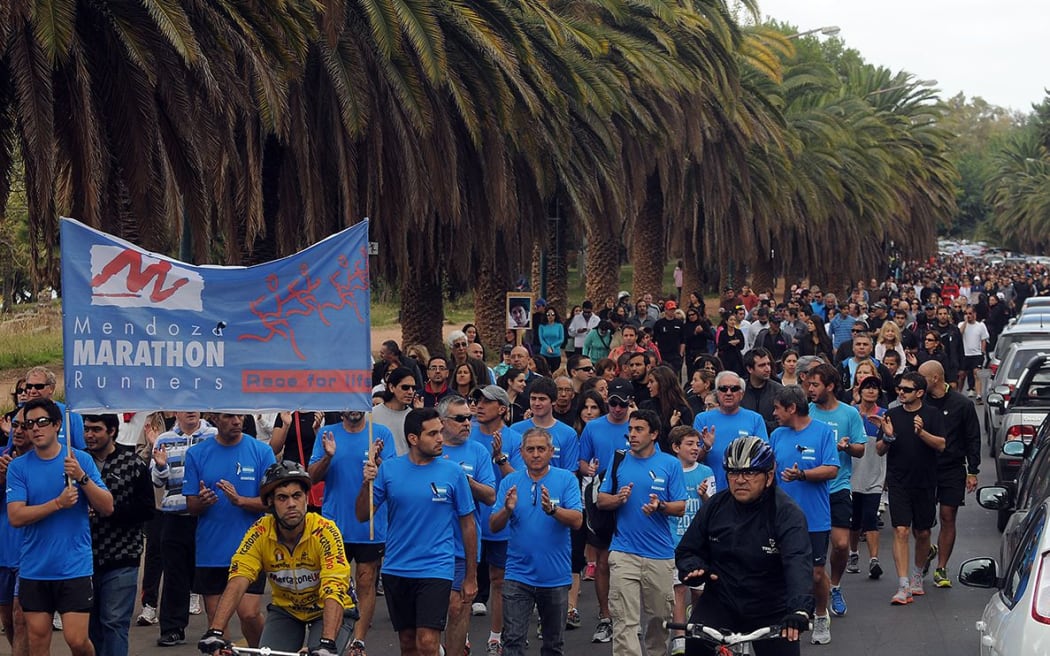 Rally in General San Martin Park in Mendoza, following the death of New Zealand tourist Nicholas Heyward.