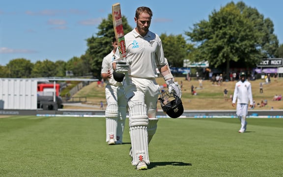 New Zealand captain Kane Williamson leaves the field after scoring his double hundred.