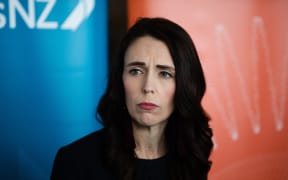 Jacinda Ardern answers media questions at the BusinessNZ Leaders conference