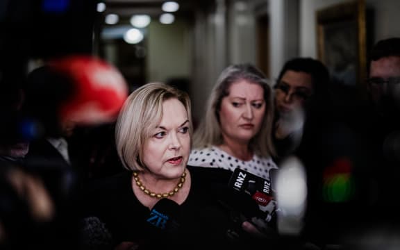 National Party leader Judith Collins speaks to media 21 July 2020 after MP Andrew Falloon resigns.