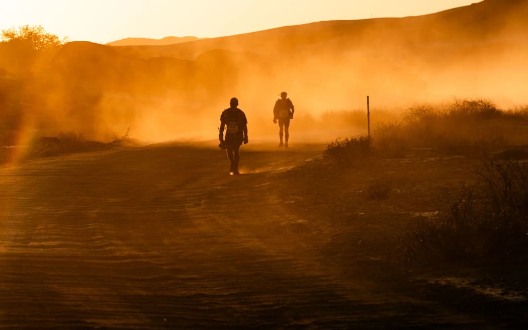 Ultramarthon runner Inia Raumati taking part in Namib Race 2024.