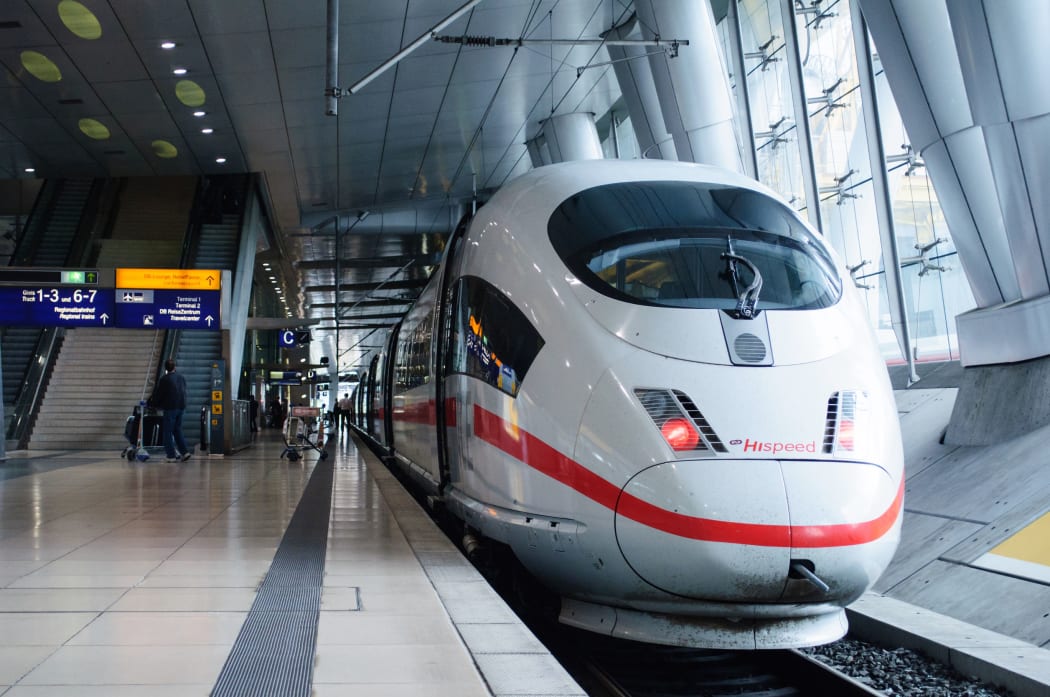 A High speed train at Frankfurt Airport train station.