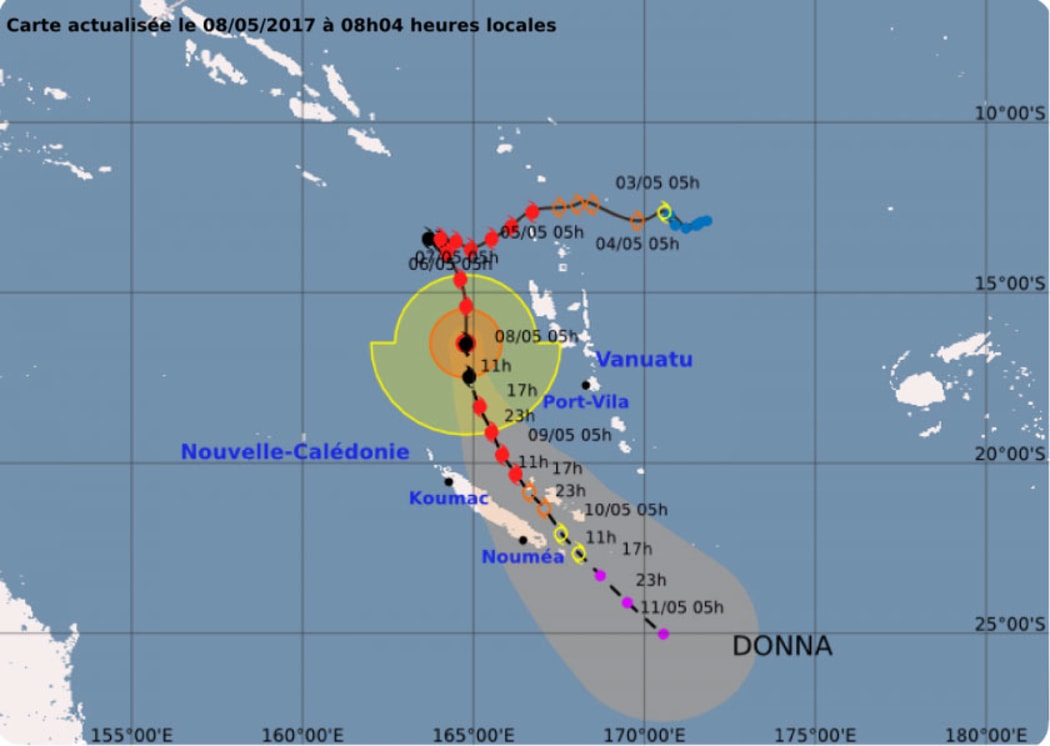 Cyclone Donna heading south
