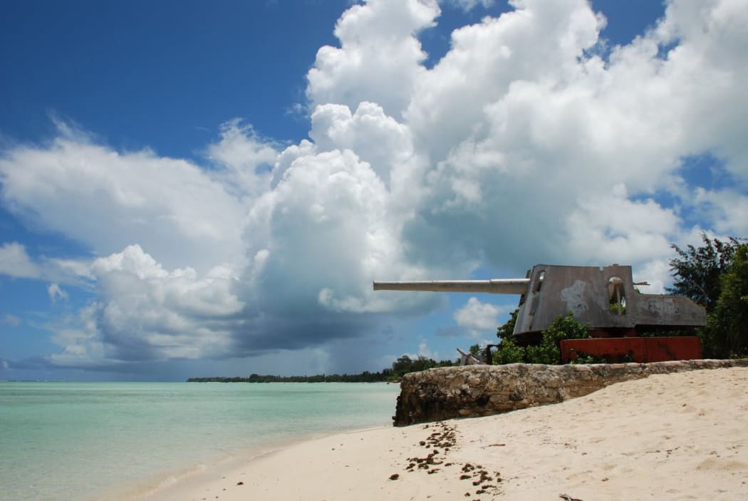 WWII eight gun emplacement at Betio on Tarawa