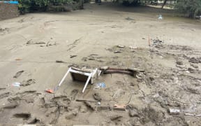 Raipoia Brightwell lives on Marion st, Gisborne. The silt is over a metre deep at their home next to the Waimata river.