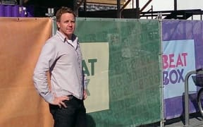 Deane Simmonds outside Beatbox just prior to its completion.