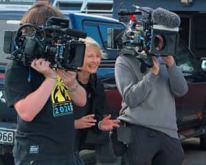 Documentary maker Lisa Bird filming