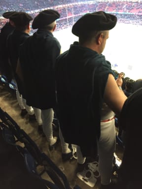 Line up of French supporters watching ABs vs Les Blues