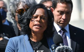 Texas State Democratic Representative Nicole Collier speaks outside the US Capitol in Washington, DC, on August 6, 2021, the anniversary of the Voting Rights Act signing in 1965. Texas Democratic lawmakers fled their state July 12, 2021, seeking to derail a Republican-led voting restrictions bill that critics say is blatant voter suppression following Donald Trump's presidential election loss. (Photo by MANDEL NGAN / AFP)