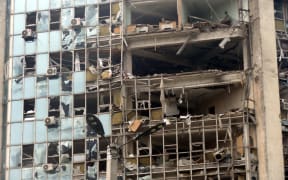 The building of the Ukrainian Danube Shipping Company shows damage caused by the Russian drone attack on the port infrastructure of Izmail situated on the Danube River Wednesday night, August 2, Izmail, Odesa Region, southern Ukraine.
