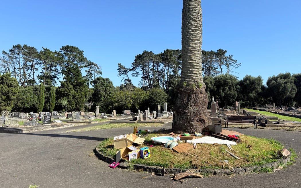 Illegal dumping at the Ōtāhuhu Cemetery over the weekend.
