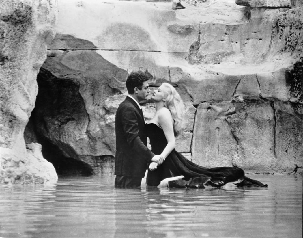 Mastroianni and Ekberg in the famous Trevi Fountain scene from Fellini’s La dolce vita.