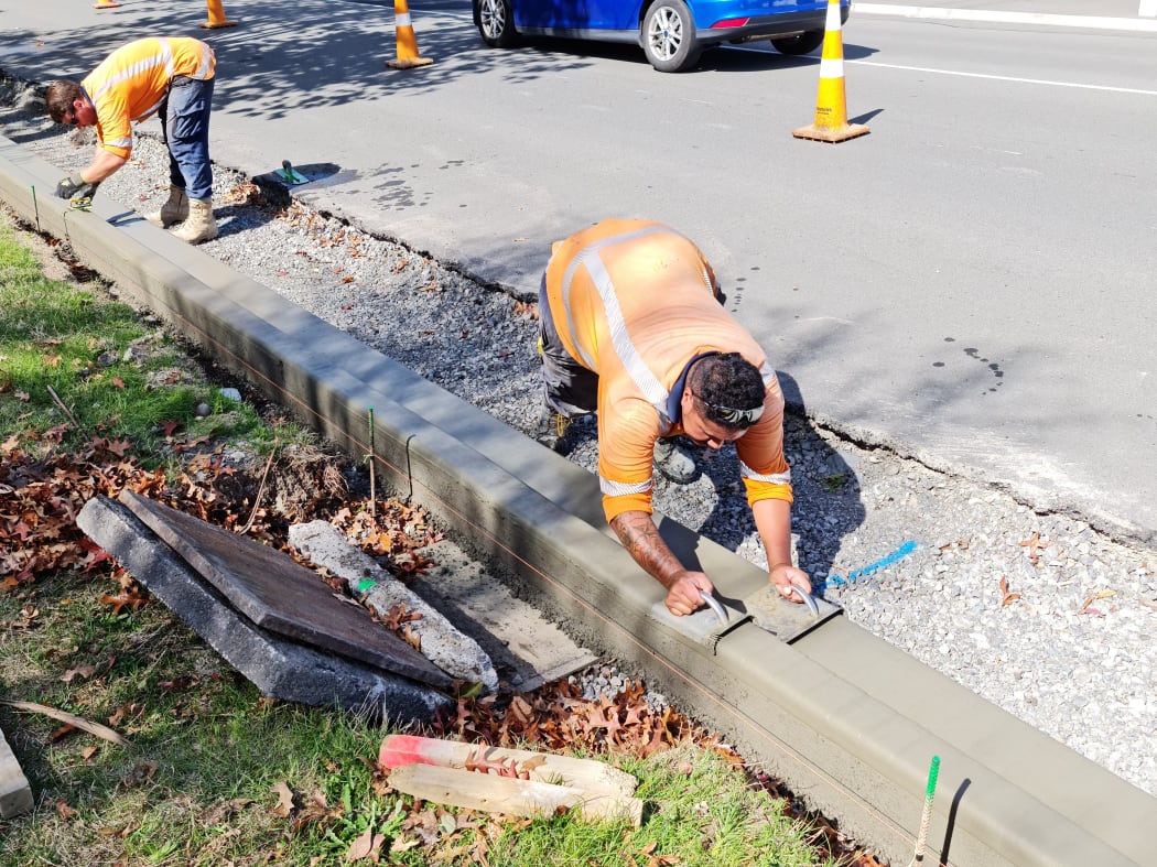 Contractors at work for Masterton District Council project at Lansdowne, Masterton.