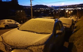 Snow in Dunedin this morning.