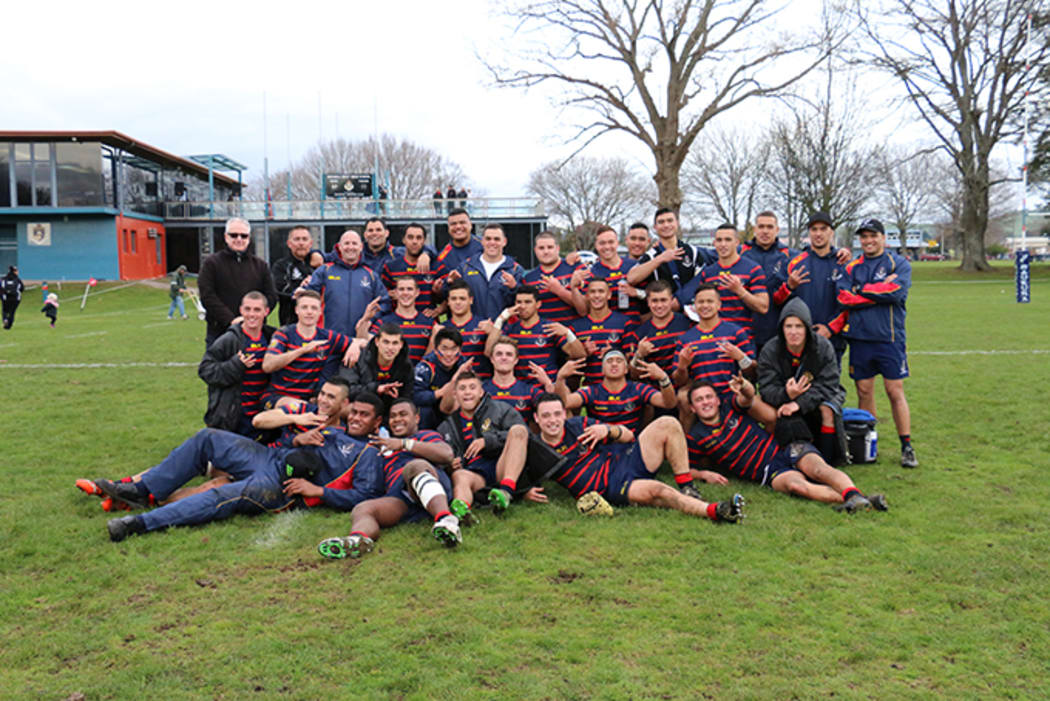 Rotorua Boys' High School's director of rugby, Ngarimu Simpkins on left.