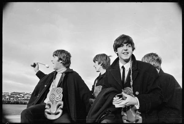 The Beatles at Wellington Airport during their New Zealand tour.