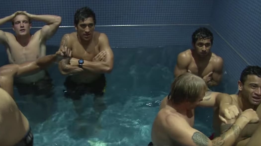 All Blacks take an ice bath.