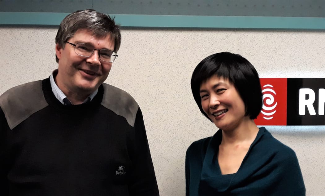 RNZ Concert's David Morriss with violinist Jennifer Koh