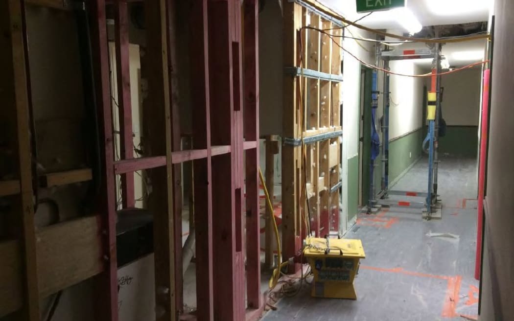 Hallway walls were stripped due to a lack of bracing.