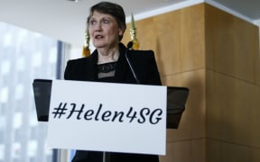 Helen Clark at the launch for her bid to become UN secretary general.