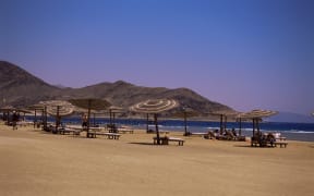 The beach at Taba Heights, Gulf of Aqaba, Red Sea, Sinai, Egypt, North Africa, Africa.