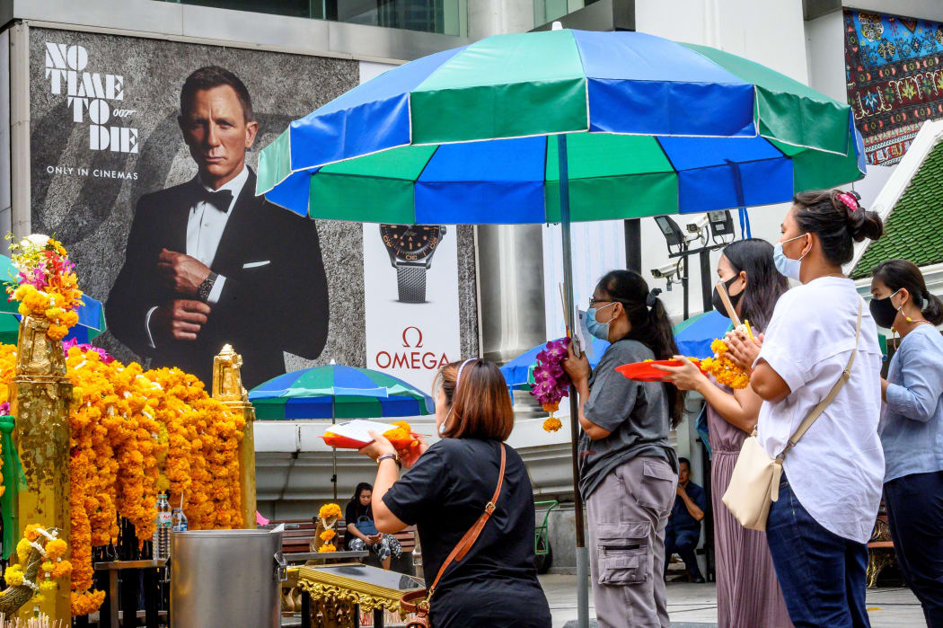 An ad featuring Daniel Craig in the new James Bond movie "No Time to Die" in Bangkok, on 28 September.