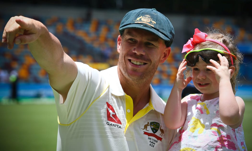 Australian player David Warner with daughter Ivy.