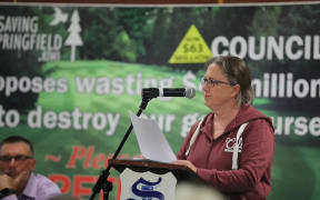 An opponent to the development of Rotorua's Springfield golf course speaks at a meeting with councillors.