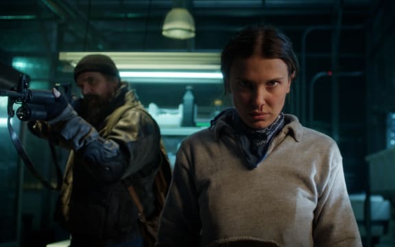 STRANGER THINGS. (L to R) David Harbour as Jim Hopper and Millie Bobby Brown as Eleven in STRANGER THINGS. Cr. Courtesy of Netflix © 2025