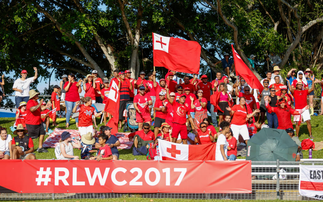 Tongan league fans show their support.