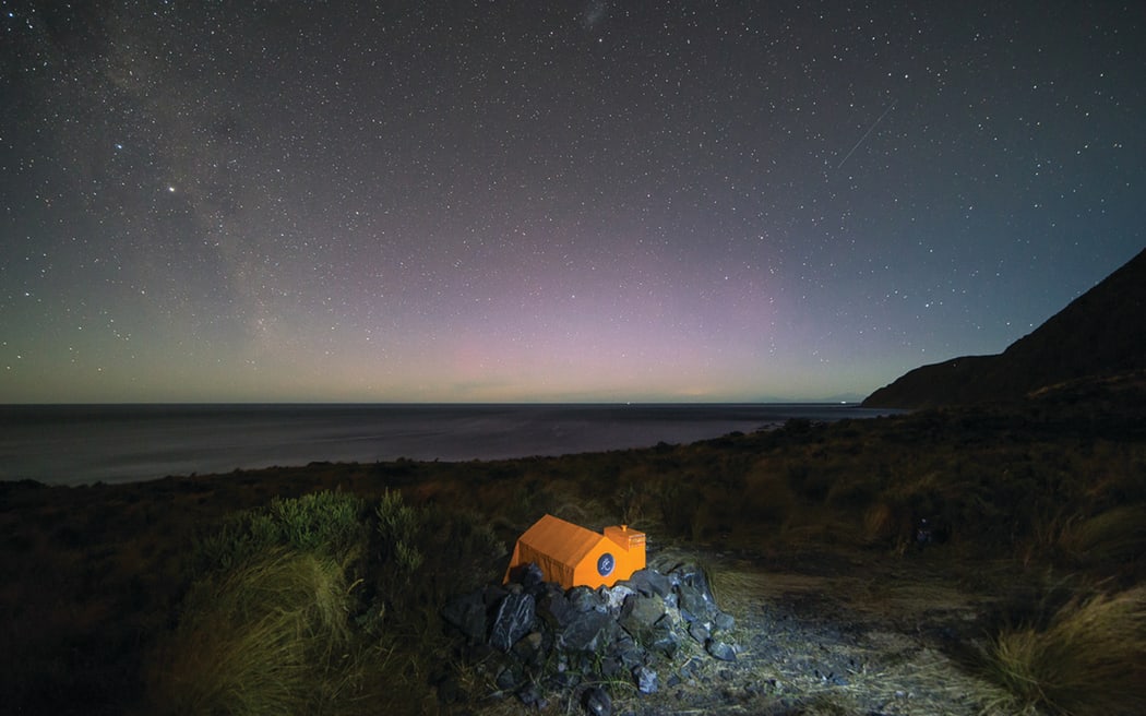 Robin Hut as part of Miniature Hikes in 2014, at Owhiro Bay