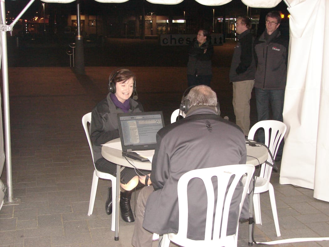 Jessica Maddock speaking with Morning Report presenter Geoff Robinson following the February 22nd earthquake in Christchurch.