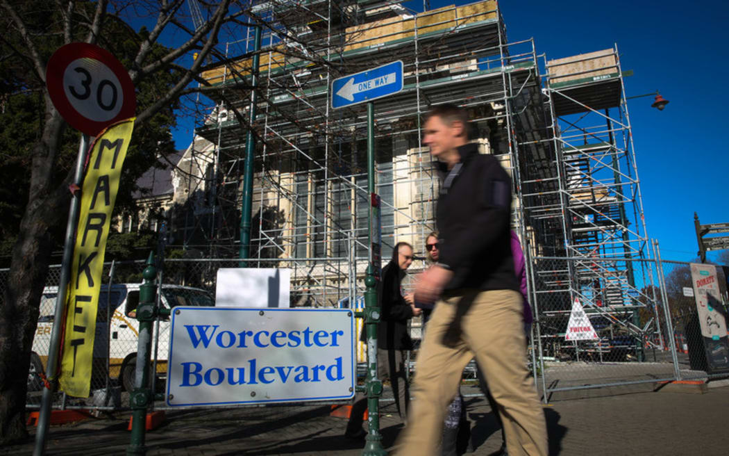 Arts Centre chief executive, Andre Lovatt walking onto Worcester Boulevard.
