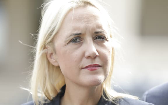 National MP Nikki Kaye supports National MP Amy Adams as she announces she will stand for National Party leader.