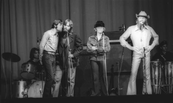 The Beach Boys, American band, during a concert at the Gaumont Palace. Paris (18th arrondissement), on December 8, 1970. (Photo by Christian Rose / Roger-Viollet via AFP)