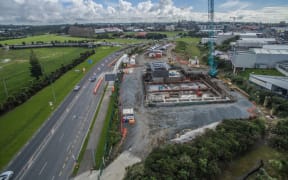 Watercare's construction site on Auckland's North Shore where a massive underground tank is being built.