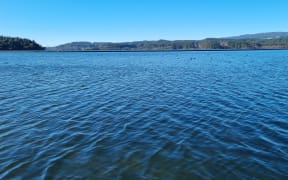Lake Rotoiti, which is connected to Lake Rotorua by a small channel.