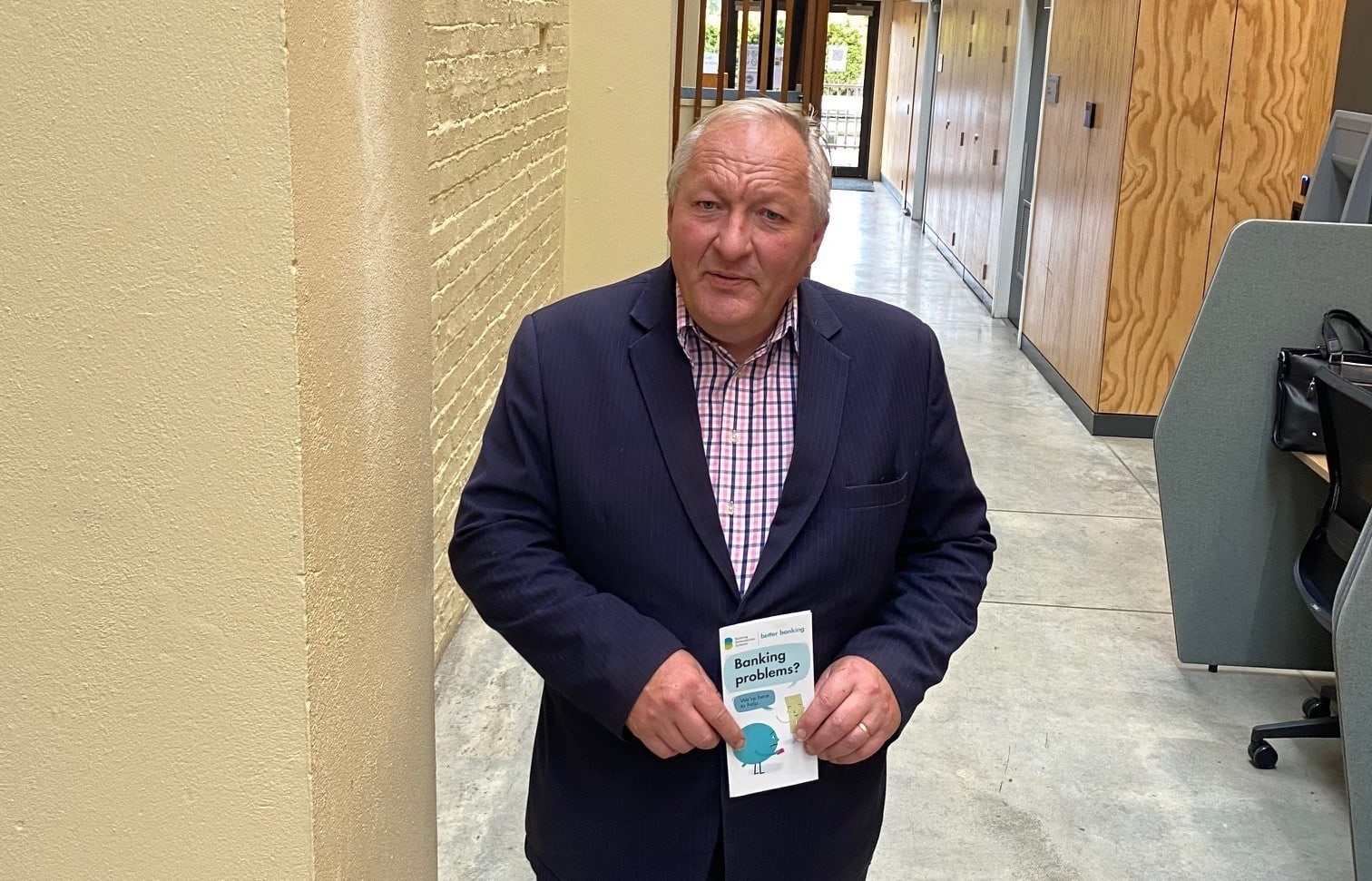 South Wairarapa Mayor Alex Beijen at Martinborough's banking hub.