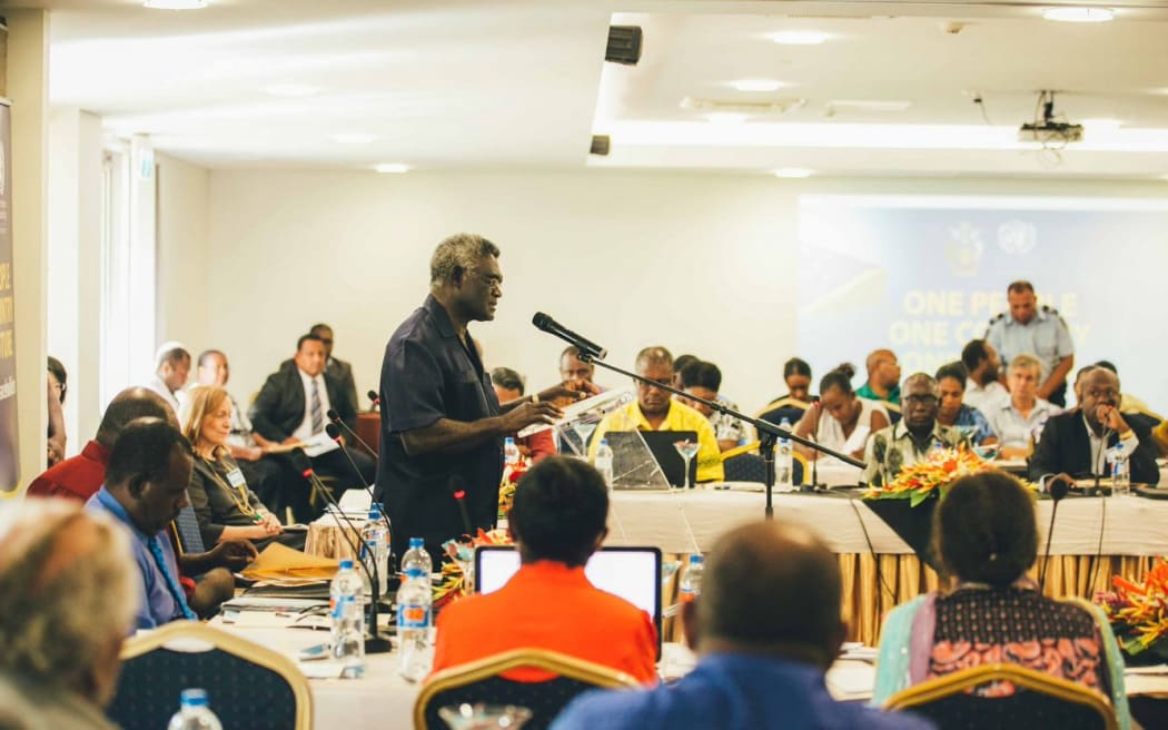 Solomon Islands Prime Minister, Manasseh Sogavare at UN facilitated talks about building confidence as RAMSI goes.