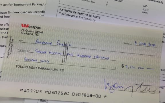 Tournament Parking's $7.5 million cheque.